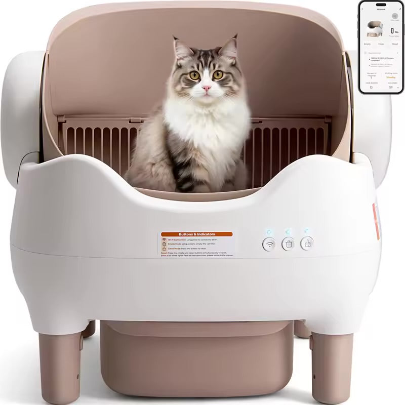 Bac à litière autonettoyant intelligent automatique pour chat