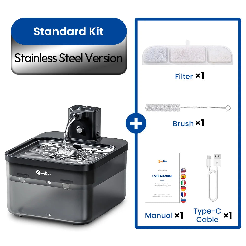 Fontaine à eau automatique sans fil pour animaux de compagnie